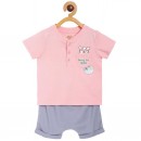 Miniklub Knit T-Shirt And Shorts - Pink, 18-24m